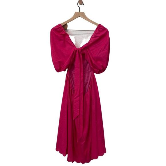 NWT OPT April Scalloped Dress Magenta Medium - Picture 11 of 15